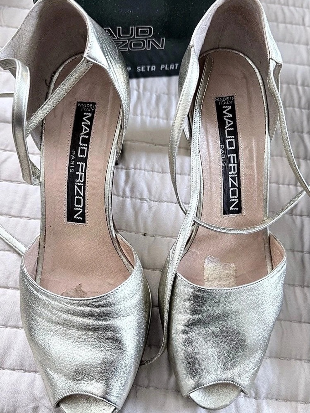 VINTAGE - Maud Frizon peep-toe platform heels Silver EU 37